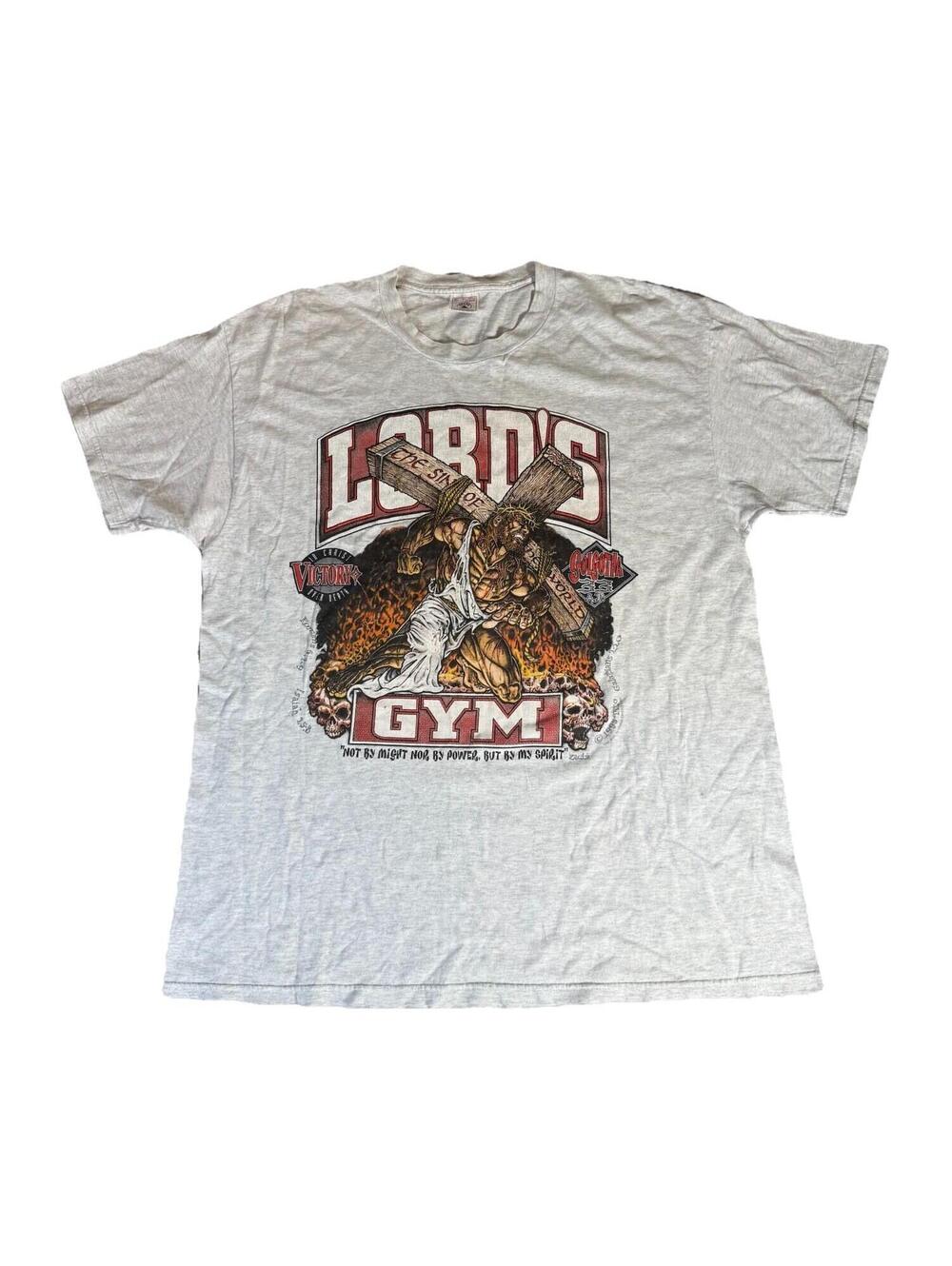 Lords Gym Jesus T-shirt 1995 Vintage Men’s XL Delta No Sweat‎ USA White 2 Sides